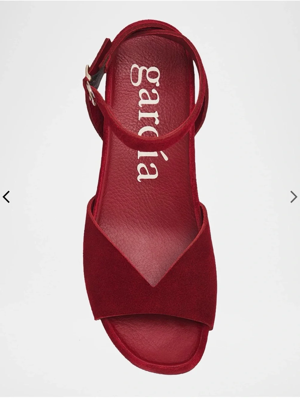 Pedro Garcia Red Suede Low Wedge Sandals with Ankle Strap